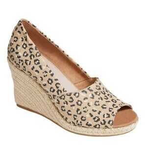 TOMS Women's Cheetah Print "Michelle" Peep Toe Wedge Espadrilles (Size 9)